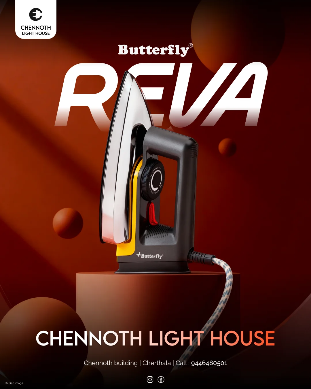 Freelance Digital Marketer in Alappuzha Butterfly Reva Dry Iron 1000 W Stainless Steel and Polypropylene