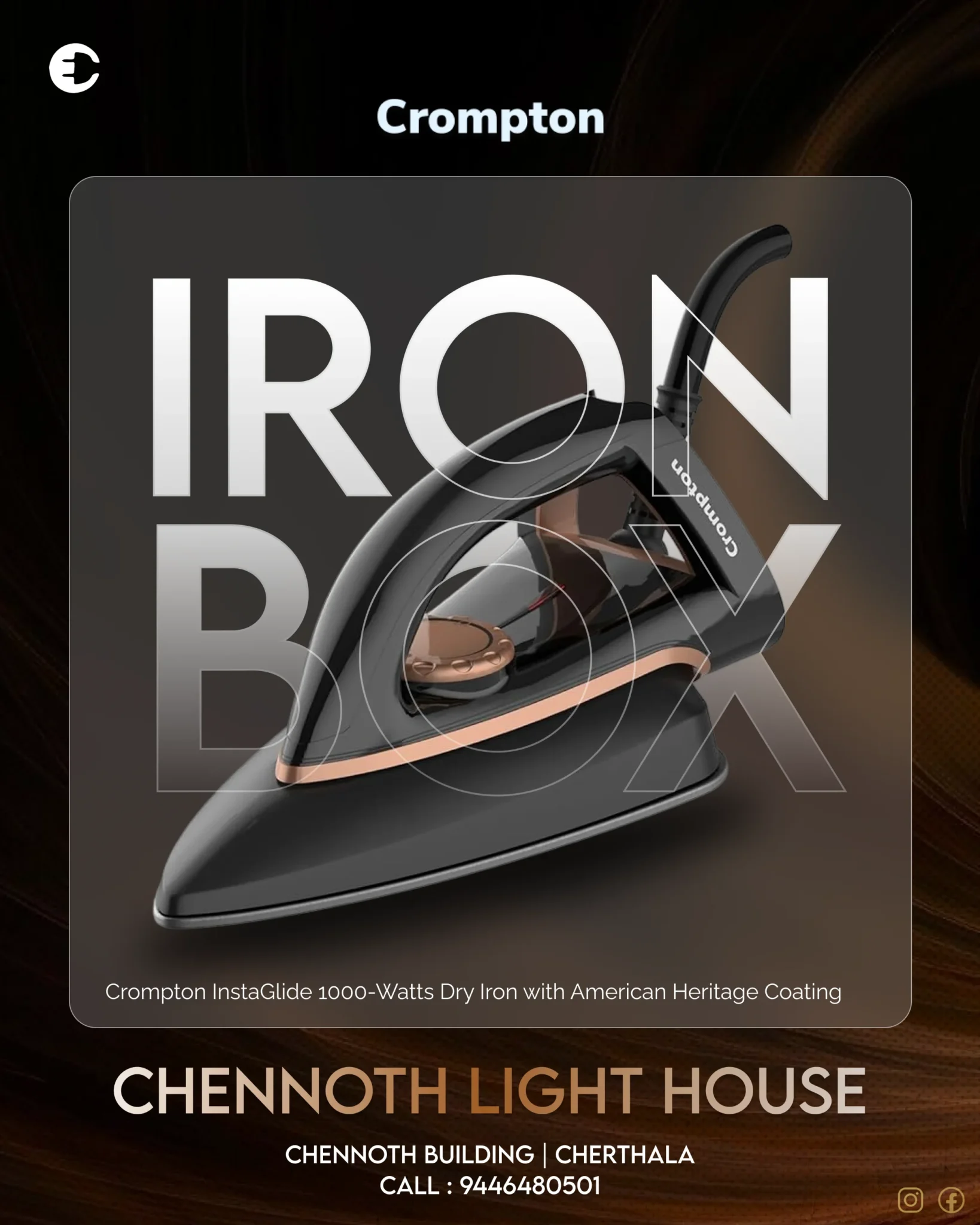 Freelance Digital Marketer in Alappuzha Crompton InstaGlide 1000-Watts Dry Iron with American Heritage Coating