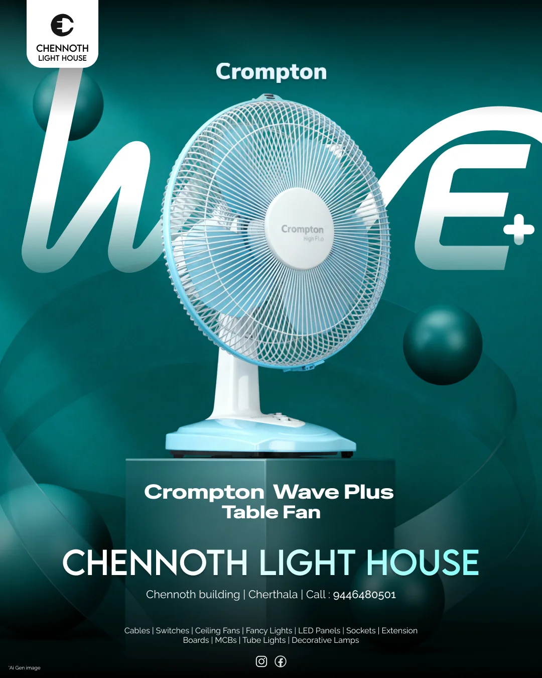 Freelance Digital Marketer in Alappuzha Crompton Wave Plus Table Fan